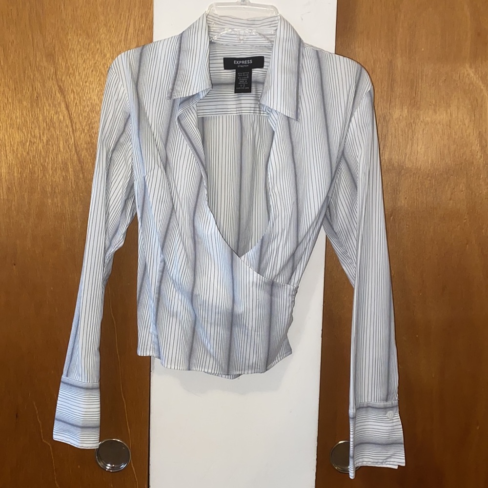 Euc Express Stretch Wrap Blouse - image 8